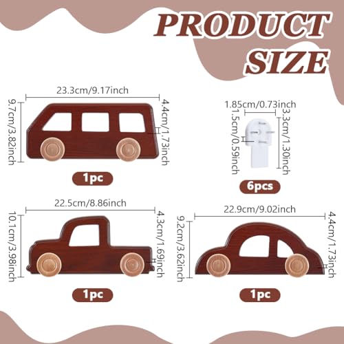 3Stuks 3 Styles Houten wand kleren houder, Dichtheidsbord auto vormgegeven Coat Rack Heavy Duty voor badkamer slaapkamer deur entree decoratie hangen jassen hoeden tassen handdoeken sleutels