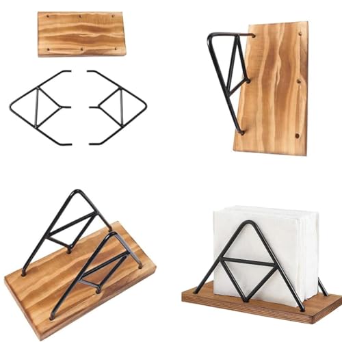 Napkin houder, Napkin houder met driehoekige geometrie, Napkin houder Moderne weefselhouder Stand Familie, Napkin houder Hout en metaal, Moderne Napkin houder