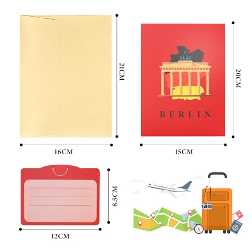 Berlin Pop Up Card, 3D Travel Voucher Cadeaubon voor Berlijn reis of huwelijksreis, Cadeaubon voor verjaardag, Duitse Vakantie Cadeaubon 3