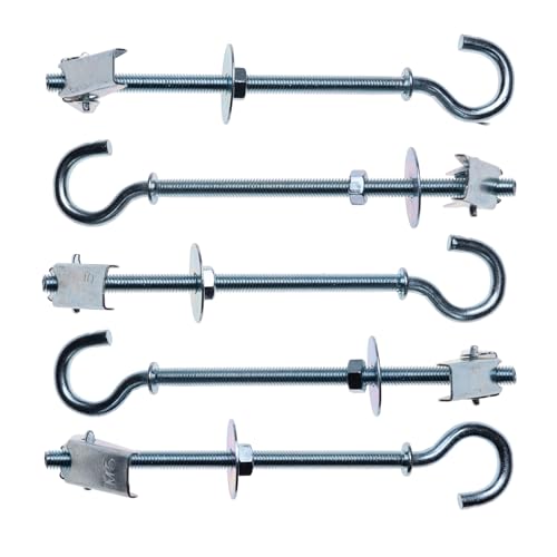 M5 Plafondhaken, 5mm x 90mm Drywall Swag Hooks, Spring Rocker Wing Bolts Hanger, Cavity Wall Mount, Plafond Hanger, Drywall Vlinder Anker Oog Schroef Mount voor lampen, planten (5st) 5