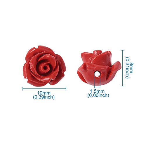50 st. Red Rose Cinnabar kralen Detail gesneden bloem spacer kralen 10mm Rose bloemblaadjes Link Charms kralen voor Valentijnsdag sieraden het maken van bruiloft decoratie decoratie ambachten Hol 4