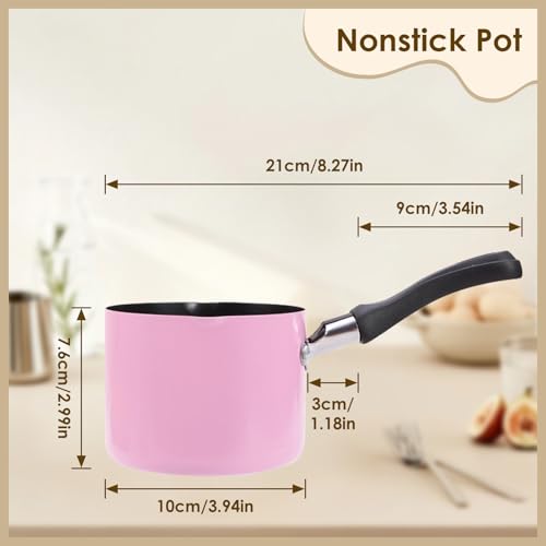 Sauspannen, mini soeppot, melkpan, niet-aanbak en brandwerende melkpot, zelfs warmtekookplaten Compatibele kookpot met dubbel gieten spuiten voor boterverwarmer Koken melk