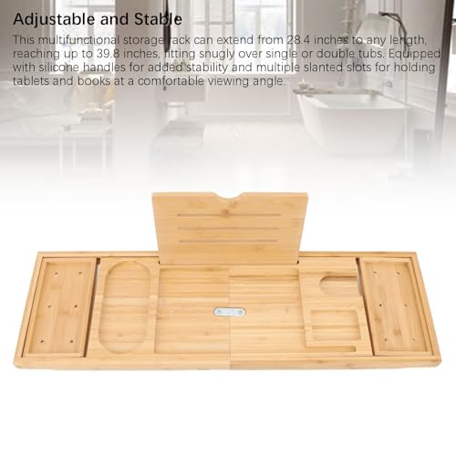 Badkuip Caddy Tray, verstelbare badrek Over de badkuip, Plank, Inklapbaar, Uitschuifbare badrek met Slots voor Boeken