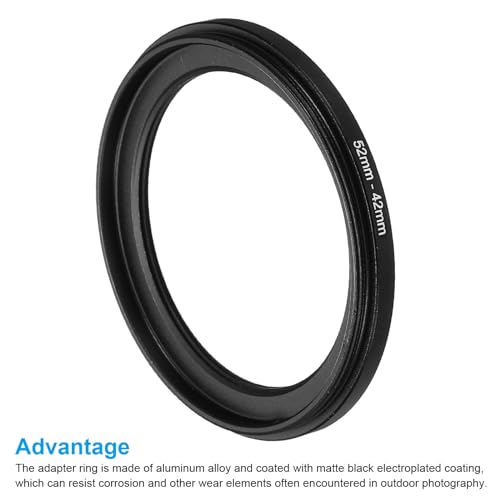 52mm-42mm metalen step-down ring, Camera lens Filter Adapter Ring Aluminium Filter Adapter Ring voor Camera Ones Hood, Zwart 4