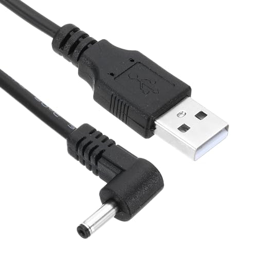 Power Cord 3ft USB 2.0 Type A naar DC 3.5 x 1.35 mm Hoek 90 Degree Jack Plug Pack van 5 Adapter Kabel Socket Ventilator Opladen Kabelluidsprekerlamp zwart 4