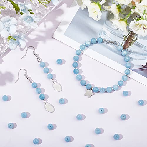 3 Strands Ca. 180 st Natuurlijke stenen kralen, 6mm Losse ronde kralen van Chalcedon Blue Imitatie Aquamarine edelsteen kralen voor ketting armband sieraden maken 4