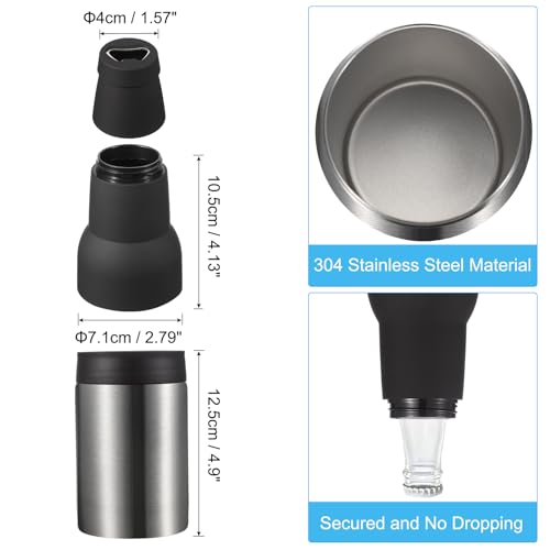 Slim Can Cooler, 12oz Skinny kan geïsoleerd bier Sleeve Drink houder met flesopener voor bier Soda koffie gewone blikken en flessen, zilver