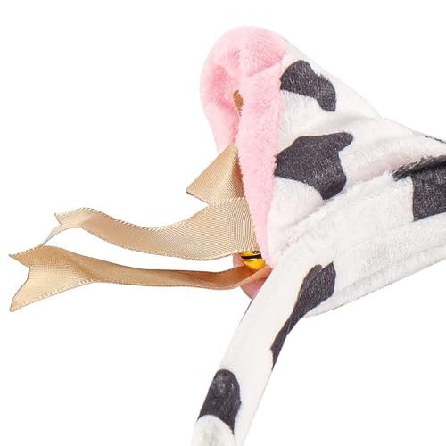 Pluche koeienhoofdband met strik, schaduwige dierenoren met bellen voor cosplay-feestdecoratie 5