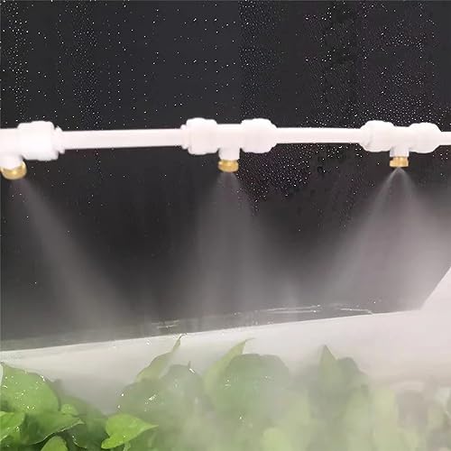 Waternevel Koeling, Irrigatiesysteem, Waternevelsproeisysteem, Spray Koelset, met 5 m slang + 10 spuitpistools + 10 mistzitje + 5 eindstops (Wit) 5