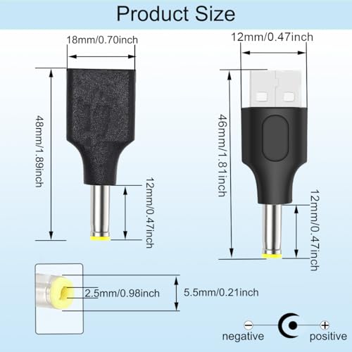 USB A 5.5 x 2.5mm naar DC Power Adapter voor 5V Socket, USB C naar DC Converter, Power Adapter voor Audio PC, Bureaulamp 5