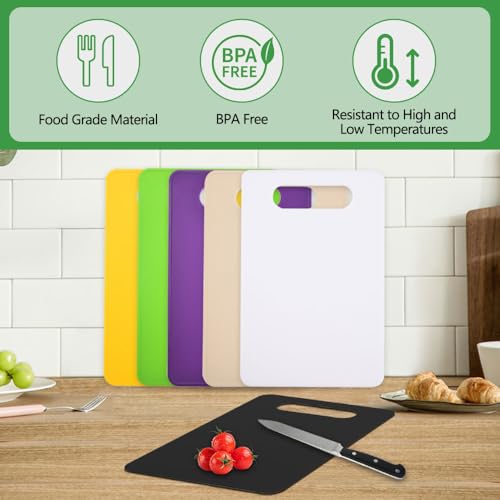 6 stuks Snijdplanken kunststof 29 X 19 cm Snijdplank Non-slip, Plank Vaatwasserkluis BPA-vrij, Antibacteriële Gekleurde snijplanken Kunststof planken Keuken voor fruit, vlees, groenten 4