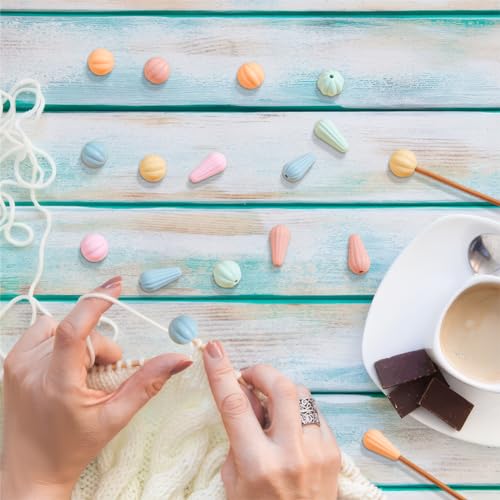 24 st 2 Styles Pumpkin breinaald Stoppers, Silicone breinaald Tip Guards Drop Shaped Naaldstoppers Focal Beads voor Pennen, Stitch Stoppers Supplies voor DIY Crafts 4