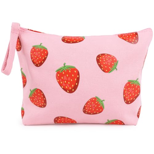 Canvas zakken met rits, roze, Canvas met rits