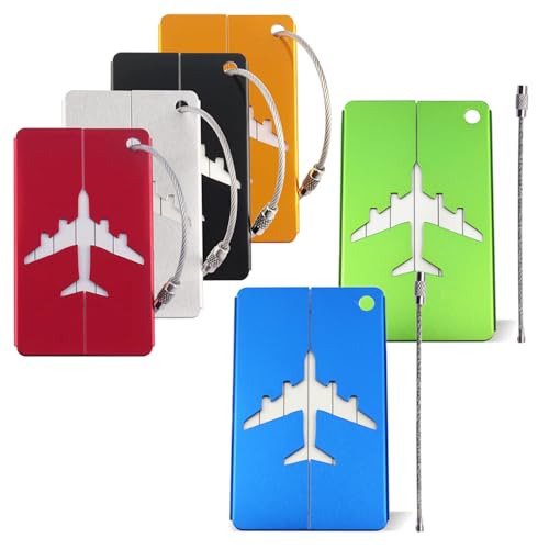 6 stuks Bagage Tag, Bagage Tags, Aluminium Bagage Tags met stalen lus en waterdichte naam ID-kaart, metalen bagage Tags voor koffers, rugzakken, Gecontroleerde Bagage, Reistas