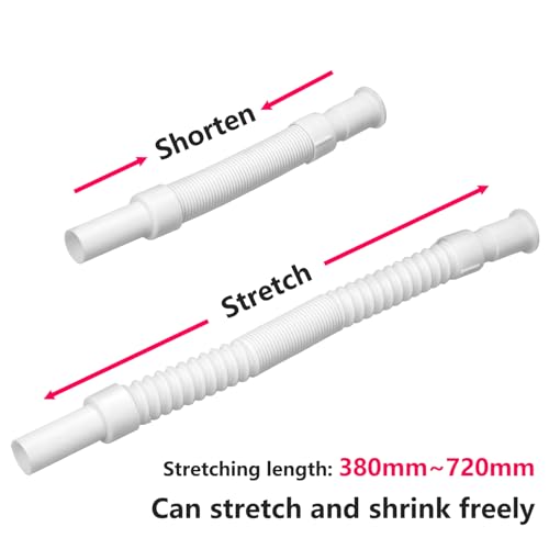 1 Piece Flexibele afvoerslang, Strekbare gootslang, uitschuifbare 380mm tot 720mm, flexibele buisaansluiting voor keuken en badkamer afvoer 3