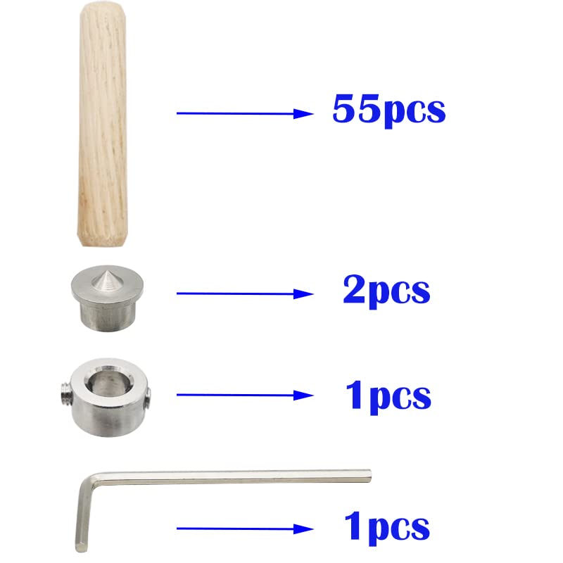 Houten handdoekset, 8 mm, 55 st Houten handdoekspelden, 2 st Dowel Pins Midden en 1 st Drill Diepteplug met Allen sleutel, voor Grooved Grooved Craft, DIY 5