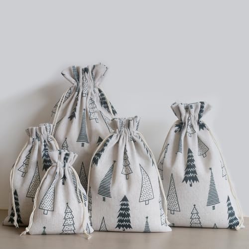 katoenen zakken zakken met katoenen koord linnen tas jute tas cadeau voor Kerstmis 5