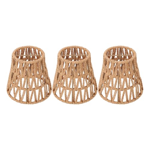 3 Pack Rattan Lampschade met Boho Style Cilinder Geweven Lampen voor Vloerlampen Hanglampjes Kroonluchters Wandschermen