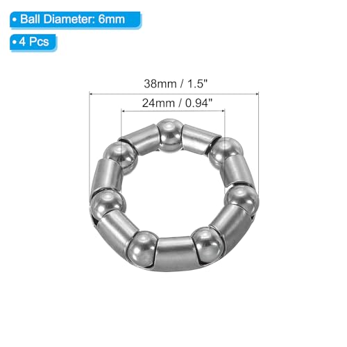 Kogellagers voor Fiets Crank 3/8 Inch x 7 Ballen, 4 stuks Stainless Steel Fietslagers, Onderdelen, Centrale As Accessoires, Een stuk, Zilver