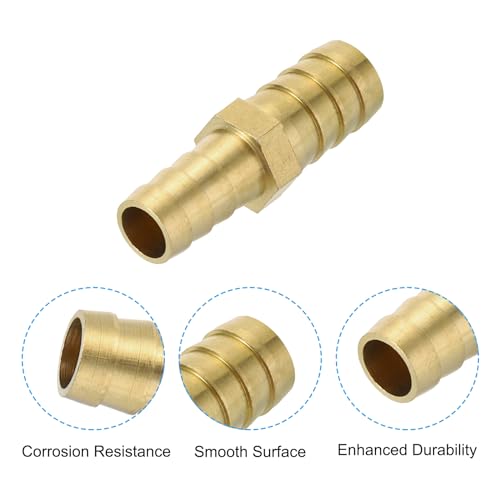 3/8" tot 1/2" koperen slang Barb Reducer, 2Pcs Barbed Draad slang past met 4 roestvrij stalen klemmen Verminder Splicer Mender Unie Adapter voor lucht water brandstof 4