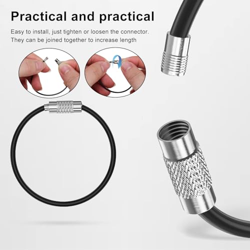 105 stuks in 7 kleuren sleutelhanger kabel, 15 cm roestvrij stalen sleutelhanger, sleutelhanger groot voor het ophangen van bagage labels, sleutelhangers en ID kaarten 4