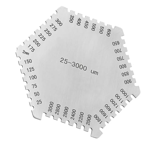 Hoge precisie zeskant roestvrij staal natte film kam 25-3000um diktemeter met zwarte beschermende behuizing 5