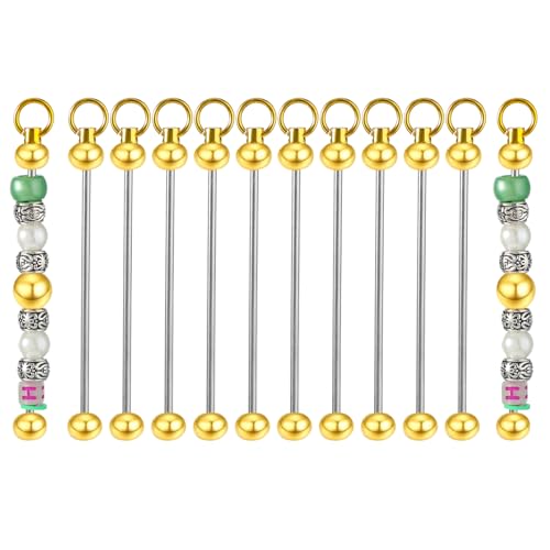 10 st. Parel sleutelhangers, metalen kralen sleutelhangers, Lege sleutelhangers Strips voor hangers, DIY ambachten, sieraden maken (Goud)