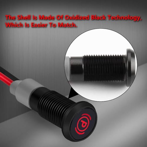 12 - 24 V 8 mm DC LED-indicator Metalen LED-indicatorlamp 12 V voor bestelwagen, boot en andere universele voertuigen (parkeerremindicator), rood 3