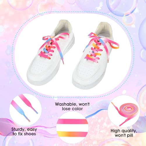 8 Pack 120 cm Rainbow Laces, Kleurrijke platte Laces voor Trainers, Regenboog Gradient Laces voor Trainers, Running Shoes, Sportschoenen 4