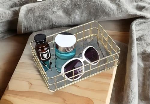 Wire Mesh Mand, Golden Iron Storage Mand Multifunctioneel Wire Mesh Desktop Storage Organizer voor Home(Klein) 3