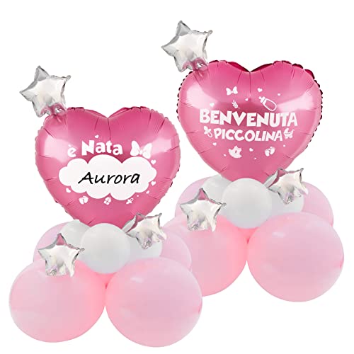 Benvenuto Piccolino Decoratieve tafel Ornamenten voor baby's Geboortejongens en meisjes (Roze)