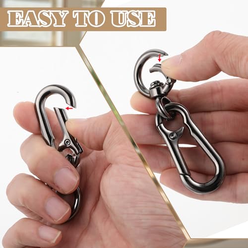 2 x roterende karabijnhaak, metalen karabijnhaak Haak, Sleutelhanger met Swivel Joint, Zwart, Verwijderbare Lobster sluiting voor DIY handtas, Sleutelhanger, Ambachten 3