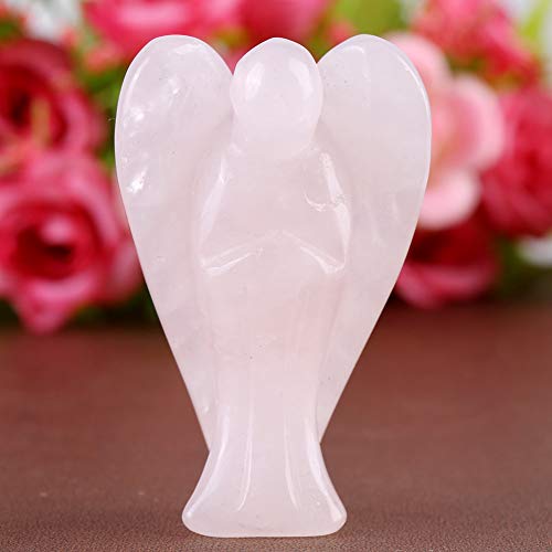 Rozenkwarts Angel standbeeld edelsteen beschermer angel kristal gebed beeldjes thuisdecoratie rozekwarts beeldje 3