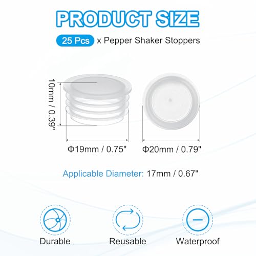 Salt and Pepper Shaker Stoppers 17mm/0.67," 25st Plastic Salt Shaker Plug Replacement Herbruikbare Clear round end cap voor potten flessen buizen