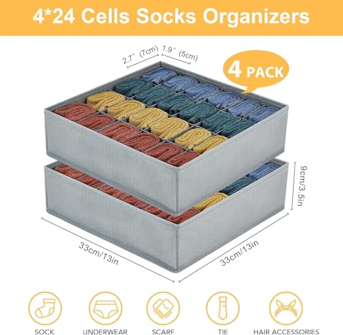 Set van 2 lade Organisatoren, Vouwbare Niet-Woven Stof voor Ondergoed, Beha's, Sokken, Opslag Doos met Compartiment, Space Saving, Sokken Opslag (Licht Grijs)