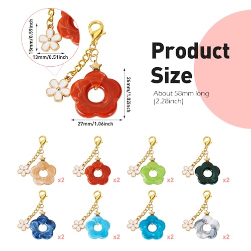 16Stuks Acryl Flower Stitch Markers 8 Kleuren Acryl&Enamel Bloemen Dangle Removable Lobster Sluiting Sluiting Stitch voor DIY Oorbellen sieraden maken 4
