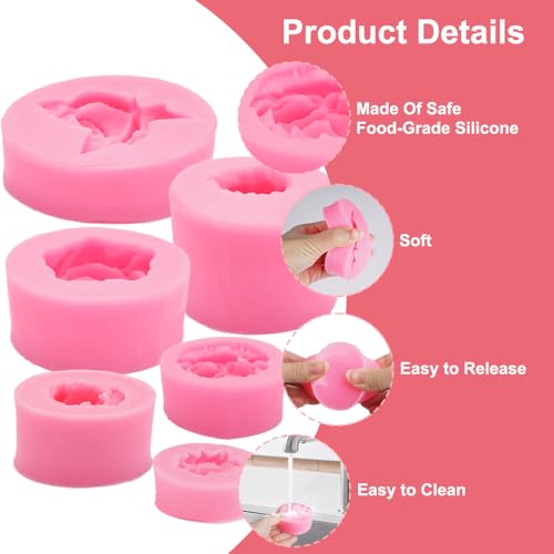 6 stuks 3D Siliconen Floral Shape - Soft Rose en Peony Siliconen mallen voor Fondant, Kaarsen - Easy Detach for DIY Handmade 3