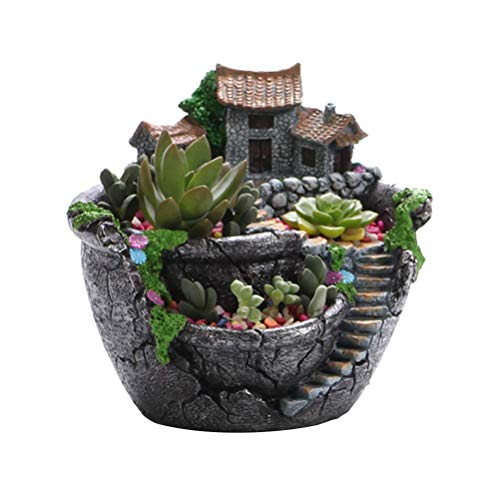 Creative Plant Pot, DIY Succulenten Pot met Zoet Huis, Mini Fairy Tuin Bloemen Planter Pot Container voor Binnen Tuin Vakantie Decoratie
