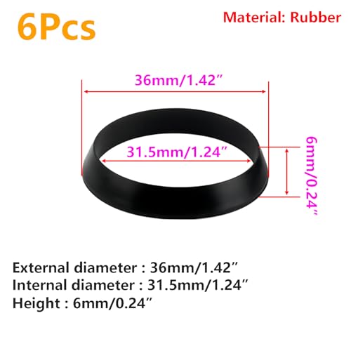 6PCS Cone Seal Ring, Slip Joint Washer, Rubber Washer voor Drain Pipe Aanrecht Odor Trap Siphon, 32MM afval pijp Afdichtingsring