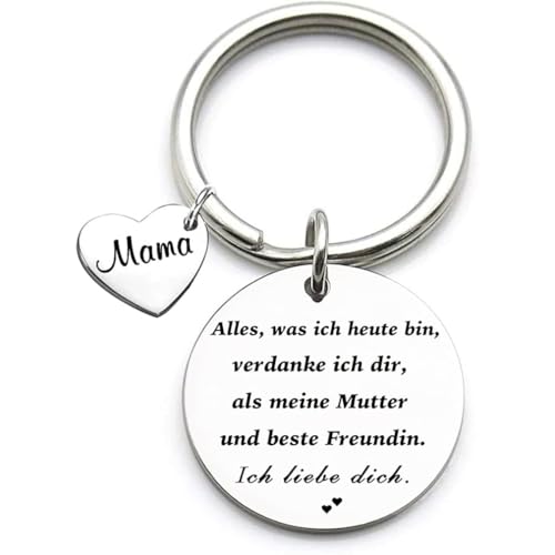 Mama Cadeau Alles Ik ben vandaag, danke ich dir, als mijn moeder en beste vriend. Sleutelhanger beste mama Ooit sieraden Moederdag Verjaardagsgeschenk van dochter aan moeder, zilver, M, zilver
