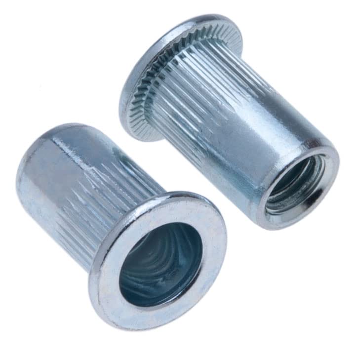 M8 Rivet Noten, Balhoofd Grooved Ronde Body Open Thread Insert, 8mm Nut, Galvanized Steel Knurled Rivet, Rivsert voor staal, Legering, Koper, Plastic, glasvezel en Composite (25 st.) 3