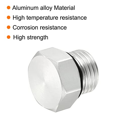 G1/4 Man Thread Hex Pipe Plug, 3 Pack Aluminium Nut Cap Cap Socket slang passen Adapter Connector voor water brandstof gas buis, zilver 4