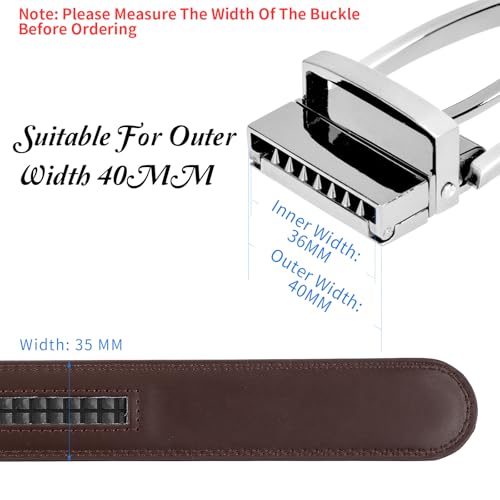 Automatic Belt Leather Belt Without Buckle 35mm Brede Belt Verstelbare Ratchet Belt voor mannen Kleding Jeans Bruin 130 x 3,5 x 0,6 cm, Bruin 3