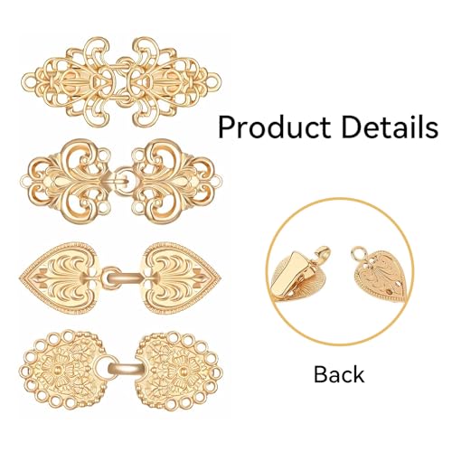 4 Pieces Kleding Clips Vintage Cardigan Clip Metal Knit Brooch Gold voor kleding Pullover Swirl Clip Gold Vintage Sjaal Collar Sluiting Dress Shirt Button Clip voor meisjes Vrouwen 3