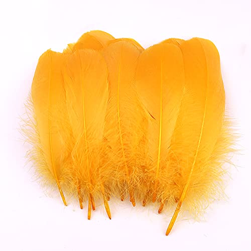 100 st. Kleurrijke veren voor Crafting Natural Feathers, Goose Feathers Indians, Craft Feathers voor DIY Artwork, Maskers, Hoeden, Oorbellen, Haarsieraden, Droom Catcher, Bruiloft Carnaval, Party Decoration, 12-18cm Goud