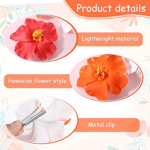 3 stuks Hawaii Hair Clips Bloemen 10 cm Hair Clip Plumeria Hibiscus Flower Clip Boho Zomer bruiloft Haarclips voor vrouwen bruiloft partij vakantie strand accessoires 3