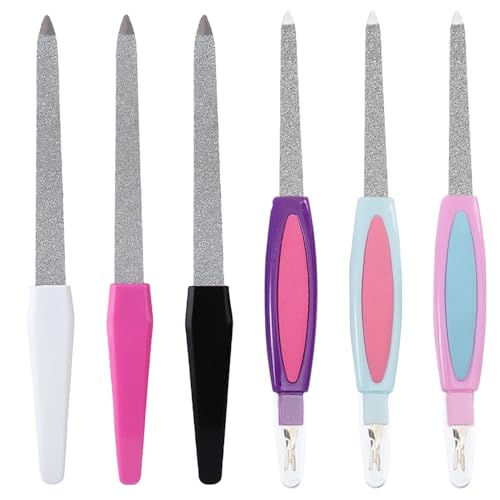 6 stuks metalen nagelvijl, professionele nagelvijlen met antislip handvat, dubbele nagelvijl voor natuurlijke nagels, 6 ′′ roestvrije nagelvijl, accessoires, erfgoed voor thuissalon