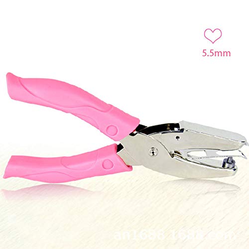 1PCS Handheld Hole Punch, DIY Art Hole Punch Cute Hole Punch met Pink Grip Metal Hole Punch voor Home Office School (Hart) 3