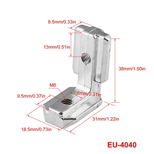 10 stuks T Munt Ondersteuning Heavy Duty L-Forme en Aluminium Profilé Intérieur Coin ondersteunt Conneteur en Acier au Carbone Ondersteunt Renfort Brace(EU 4040)