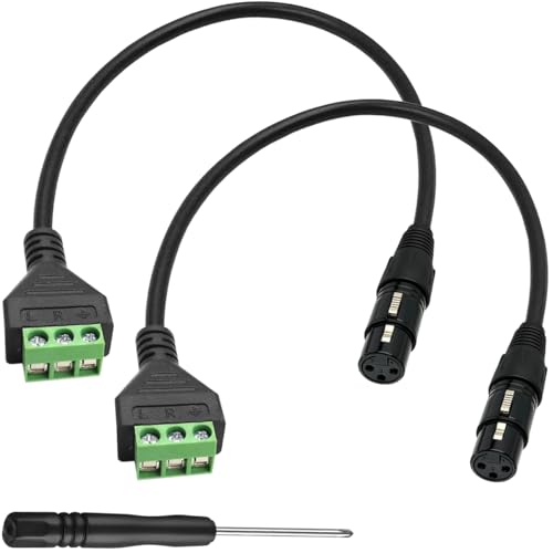 2 x XLR 3 Pin naar Terminal Converter Adapter 3 Pin XLR Female naar Terminal Converter Kabel voor luidsprekers Geluidsapparatuur Microfoon Live Performance